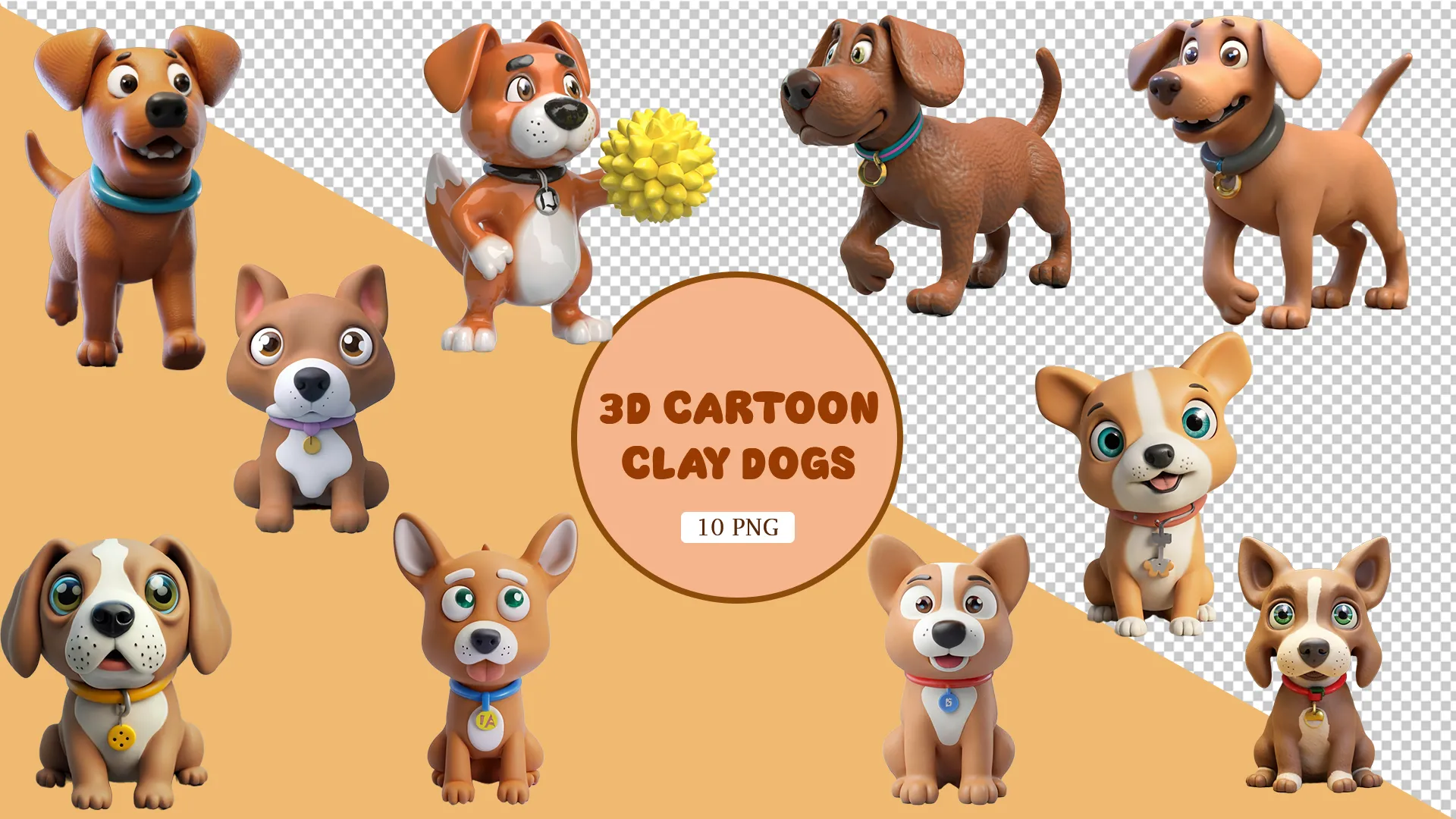 Adorable 3D Clay Dog Pack